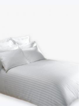 White Bedsheet with Satin Stripes - 100% Cotton
